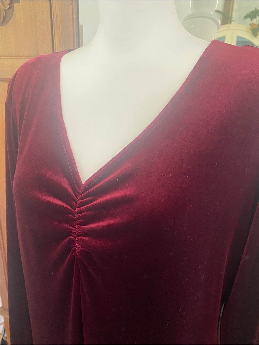 Vintage Coldwater Creek Burgundy Velvet Maxi Dress L Dark Romantic 90s - Picture 3 of 10